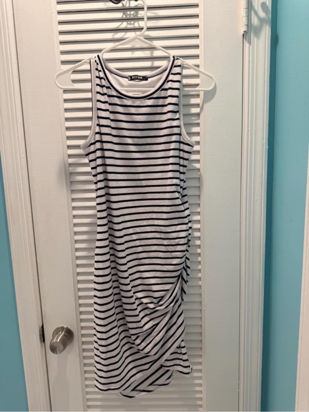 Striped Sleeveless Midi Dress - Black & White